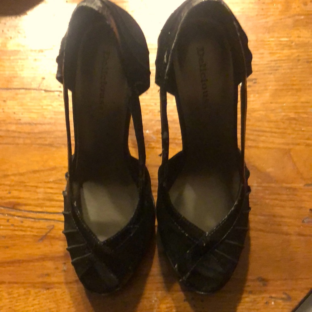 Delicious Black Open Toe Heels